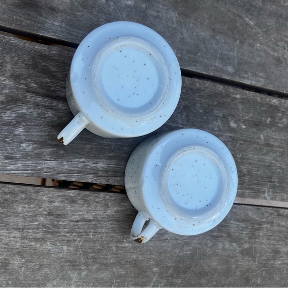 Vintage Japan Stoneware Blue Flower Speckled Soup Bowl or Large Mug Set of Two - Picture 9 of 10